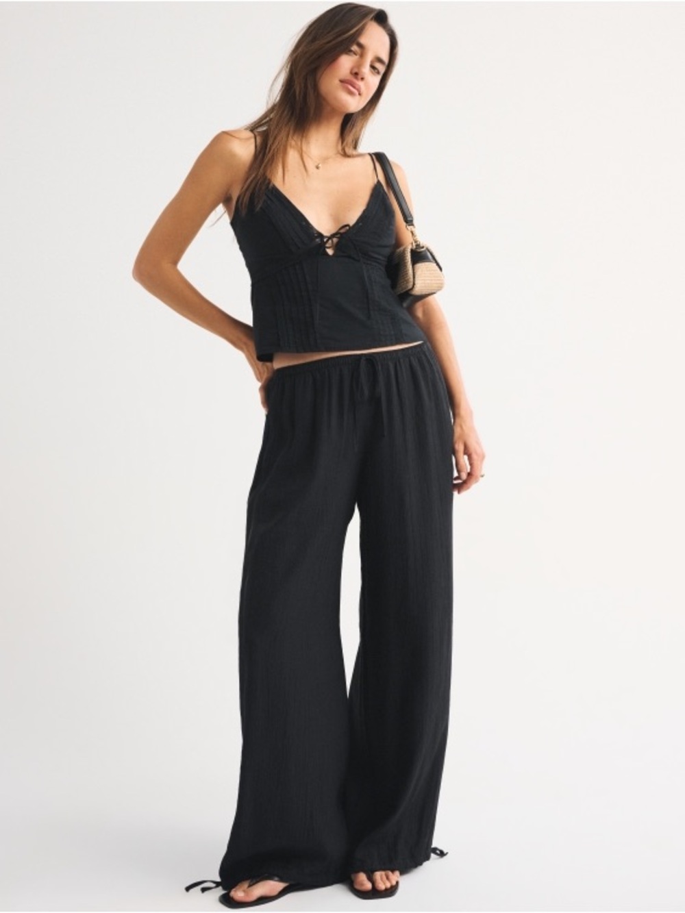 NWT Abercrombie & Fitch Convertible Crinkle Balloon Pull-On Pant size Small